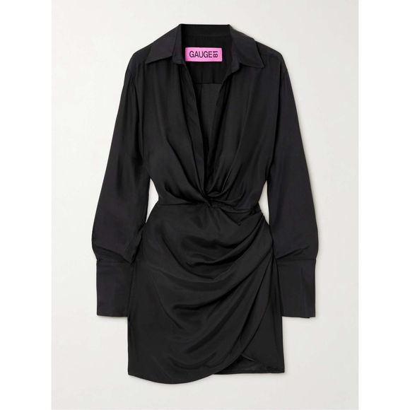 GAUGE81 Naha wrap-effect silk mini shirt dress - Picture 1 of 11